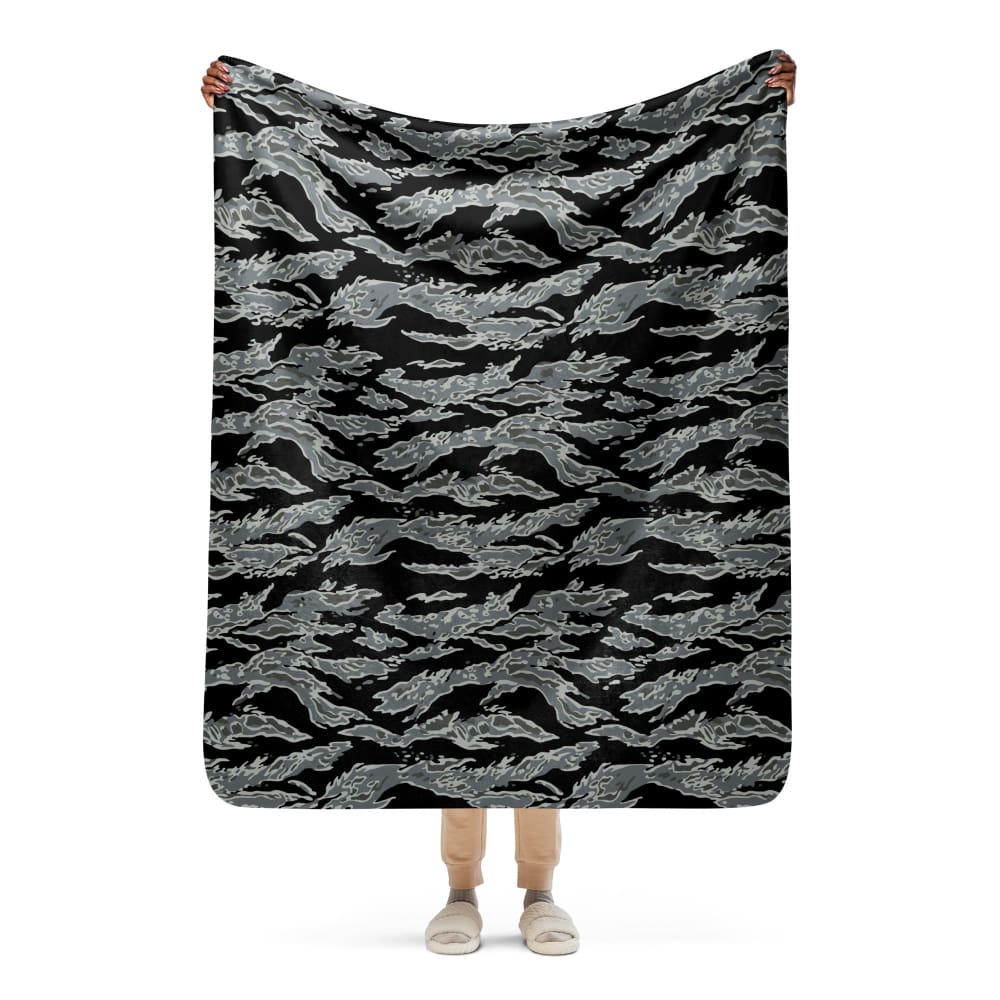 Miami Tiger Stripe Urban Grey CAMO Sherpa blanket - 50″×60″