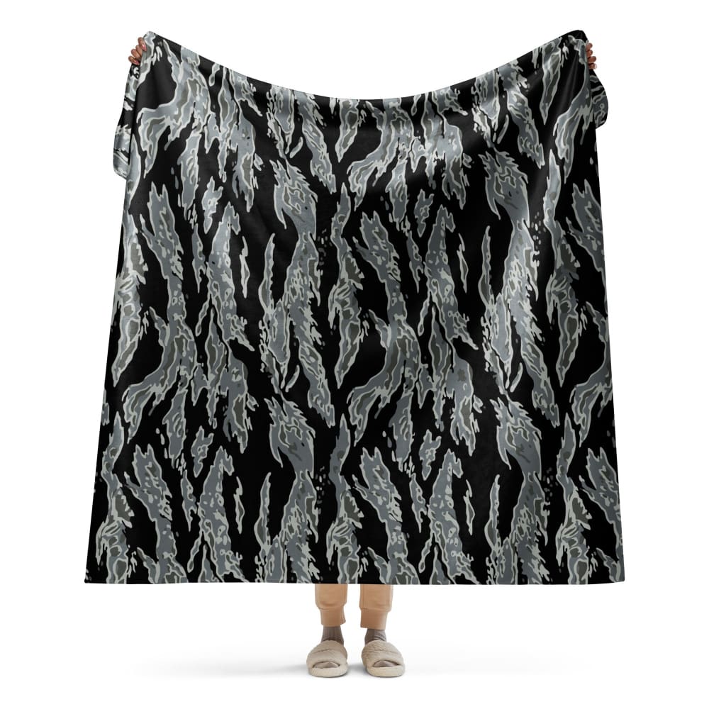 Miami Tiger Stripe Urban Grey CAMO Sherpa blanket - 60″×80″