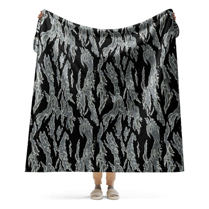 Miami Tiger Stripe Urban Grey CAMO Sherpa blanket - 60″×80″