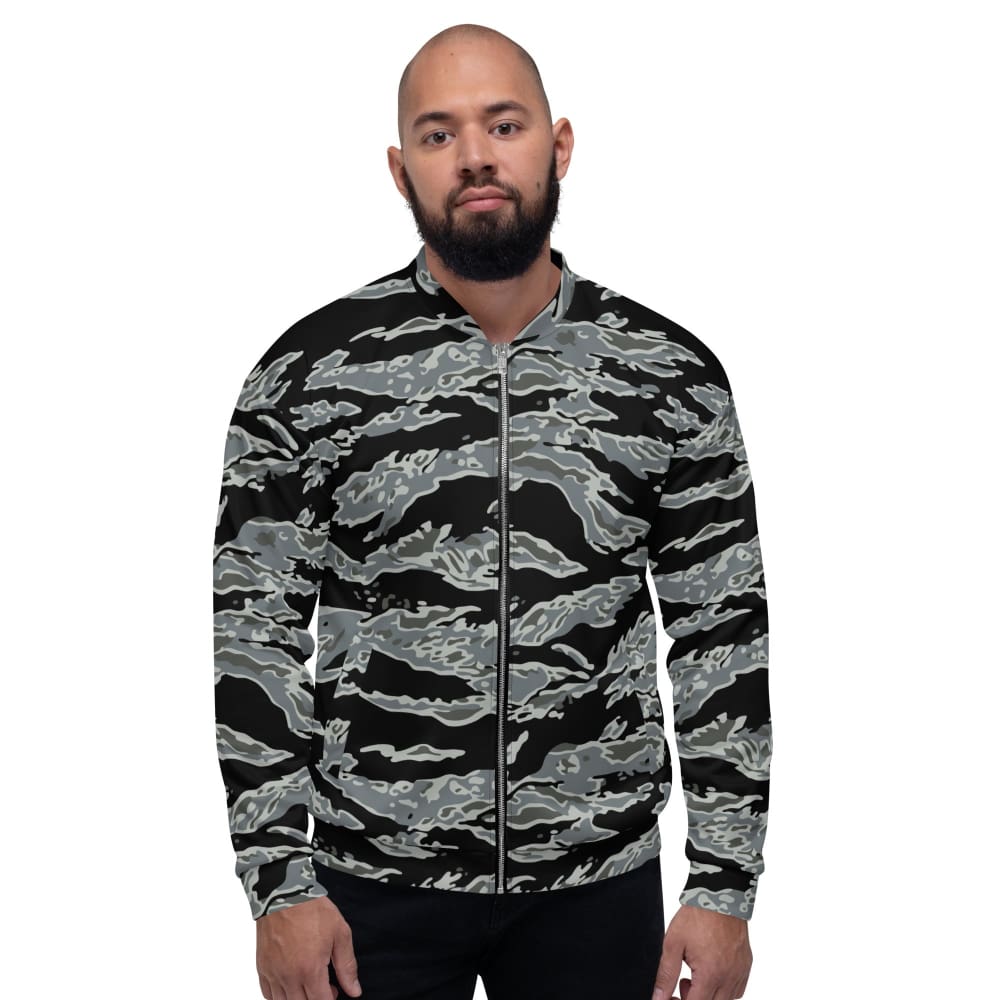 Miami Tiger Stripe Urban Grey CAMO Unisex Bomber Jacket