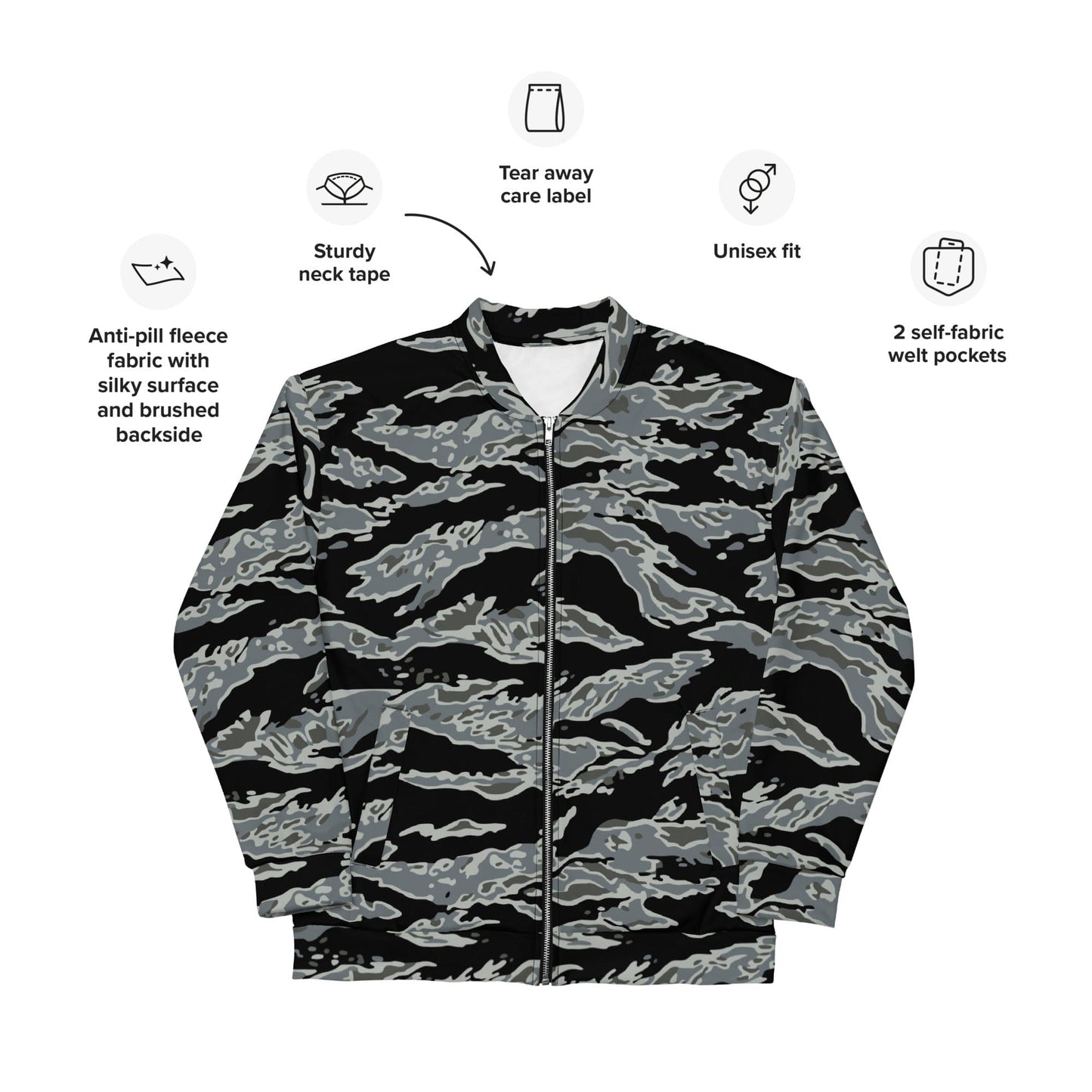 Miami Tiger Stripe Urban Grey CAMO Unisex Bomber Jacket