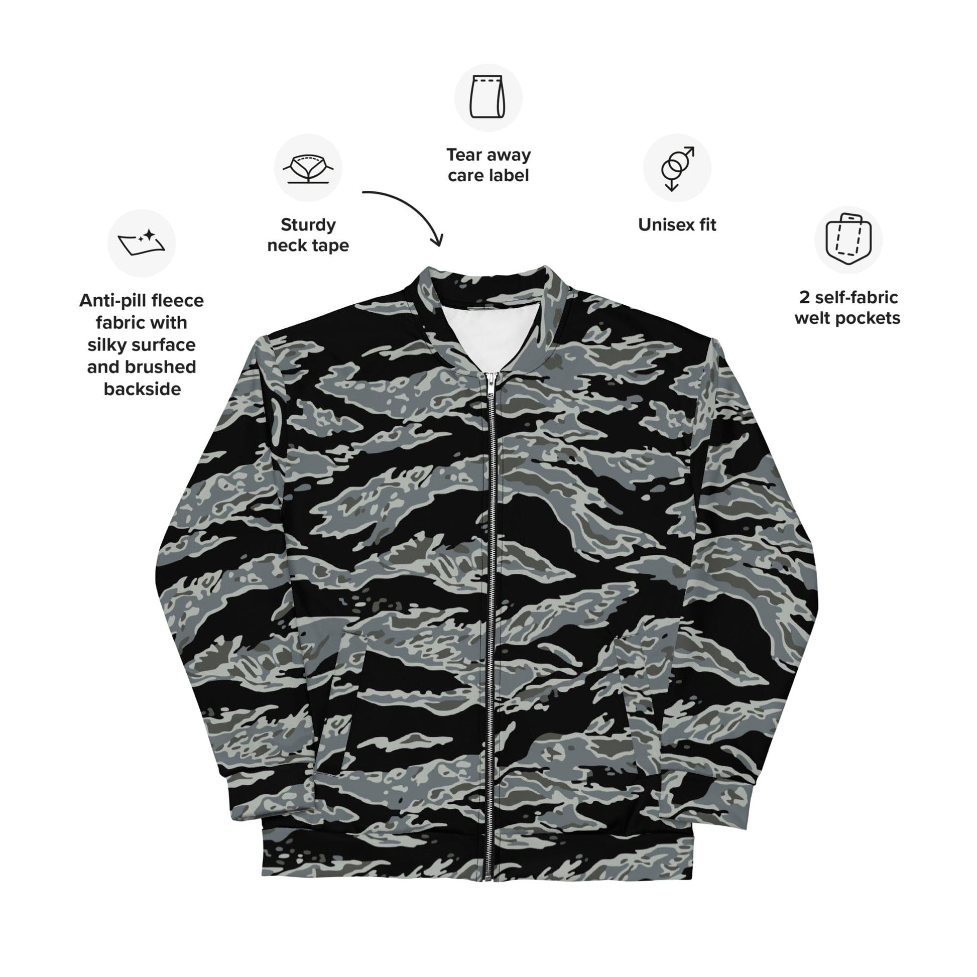 Miami Tiger Stripe Urban Grey CAMO Unisex Bomber Jacket