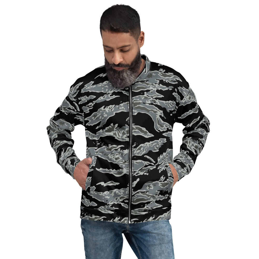 Miami Tiger Stripe Urban Grey CAMO Unisex Bomber Jacket