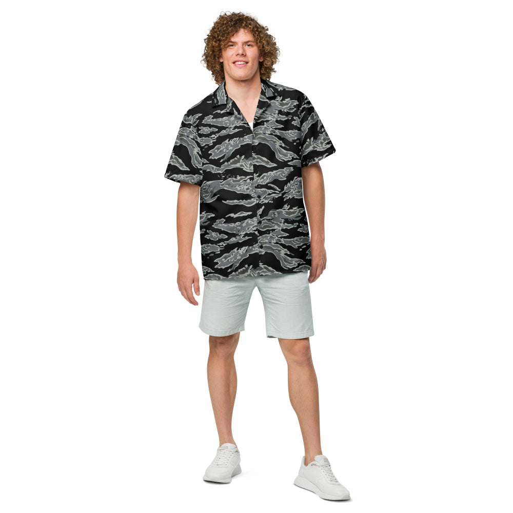 Miami Tiger Stripe Urban Grey CAMO Unisex button shirt - Button Shirt