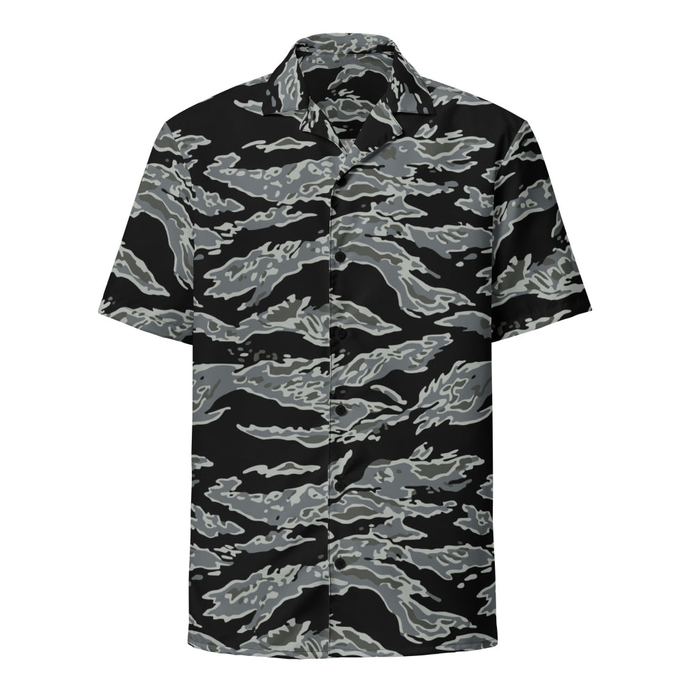 Miami Tiger Stripe Urban Grey CAMO Unisex button shirt - Button Shirt