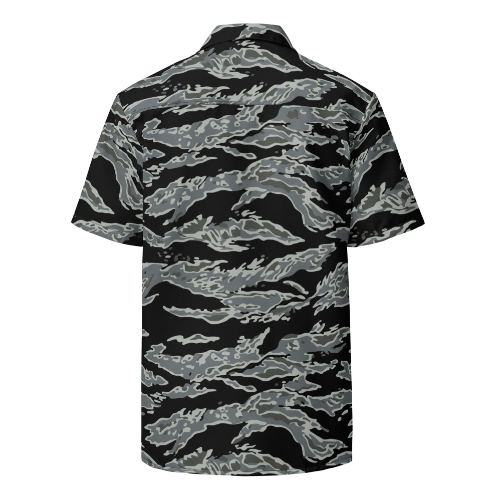 Miami Tiger Stripe Urban Grey CAMO Unisex button shirt - Button Shirt