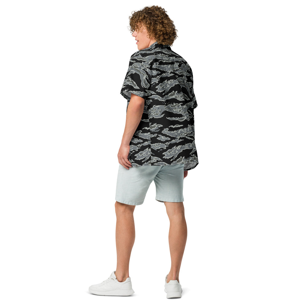 Miami Tiger Stripe Urban Grey CAMO Unisex button shirt - Button Shirt