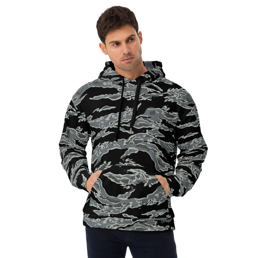 Miami Tiger Stripe Urban Grey CAMO Unisex Hoodie - 2XS