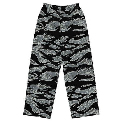 Miami Tiger Stripe Urban Grey CAMO unisex wide-leg pants - 2XS - Unisex Wide-Leg Pants