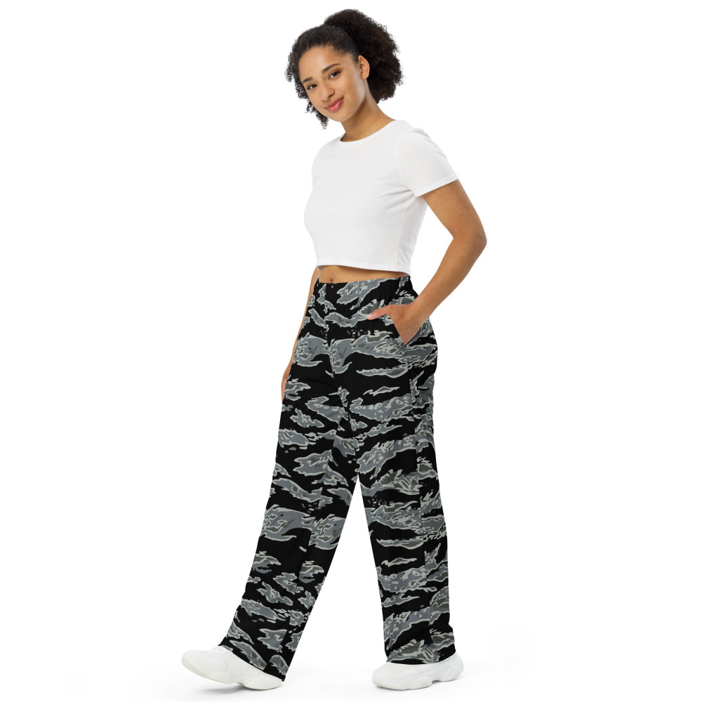 Miami Tiger Stripe Urban Grey CAMO unisex wide-leg pants - Unisex Wide-Leg Pants