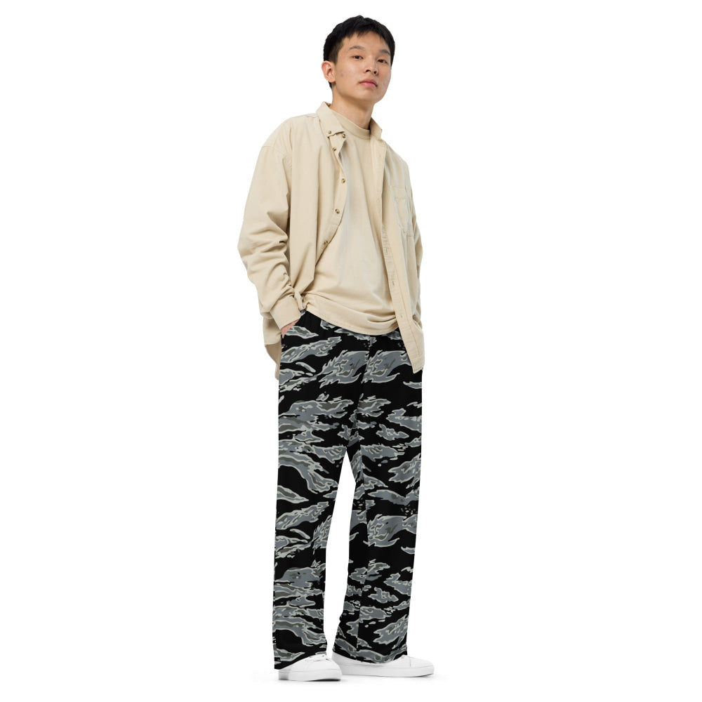 Miami Tiger Stripe Urban Grey CAMO unisex wide-leg pants - Unisex Wide-Leg Pants