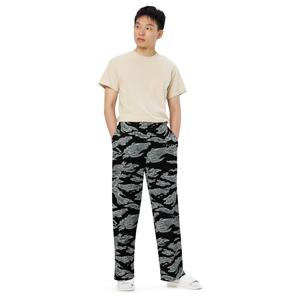 Miami Tiger Stripe Urban Grey CAMO unisex wide-leg pants - Unisex Wide-Leg Pants