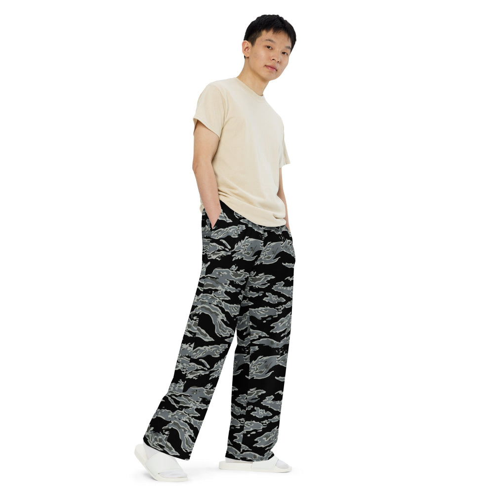 Miami Tiger Stripe Urban Grey CAMO unisex wide-leg pants - Unisex Wide-Leg Pants