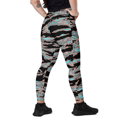 Miami Tiger Stripe Urban CAMO Leggings with pockets - 2XS - Womens With Pockets