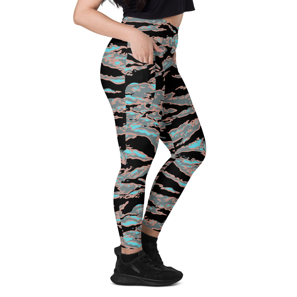 Miami Tiger Stripe Urban CAMO Leggings with pockets - Womens With Pockets