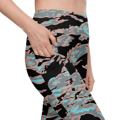 Miami Tiger Stripe Urban CAMO Leggings with pockets - Womens With Pockets