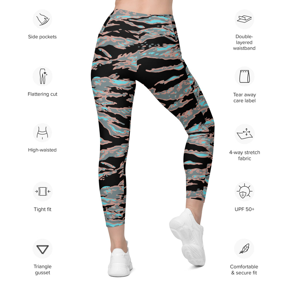 Miami Tiger Stripe Urban CAMO Leggings with pockets - Womens With Pockets