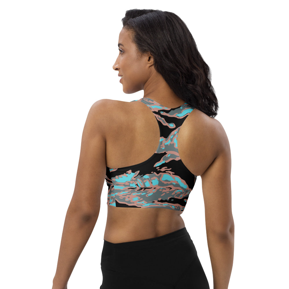 Miami Tiger Stripe Urban CAMO Longline sports bra - Womens Sports Bra