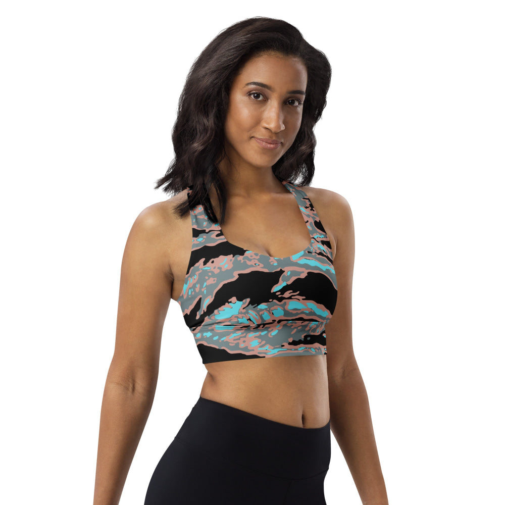 Miami Tiger Stripe Urban CAMO Longline sports bra - Womens Sports Bra