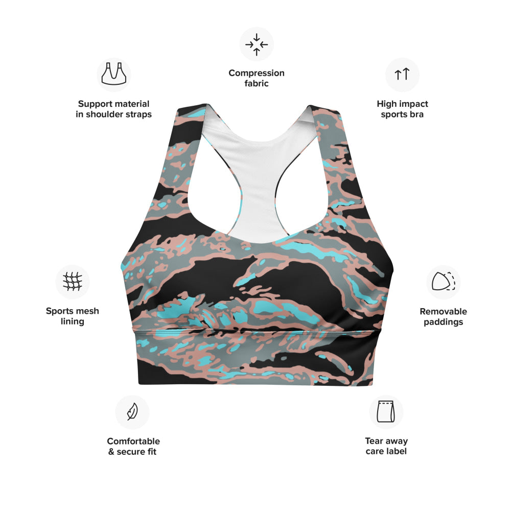 Miami Tiger Stripe Urban CAMO Longline sports bra - Womens Sports Bra