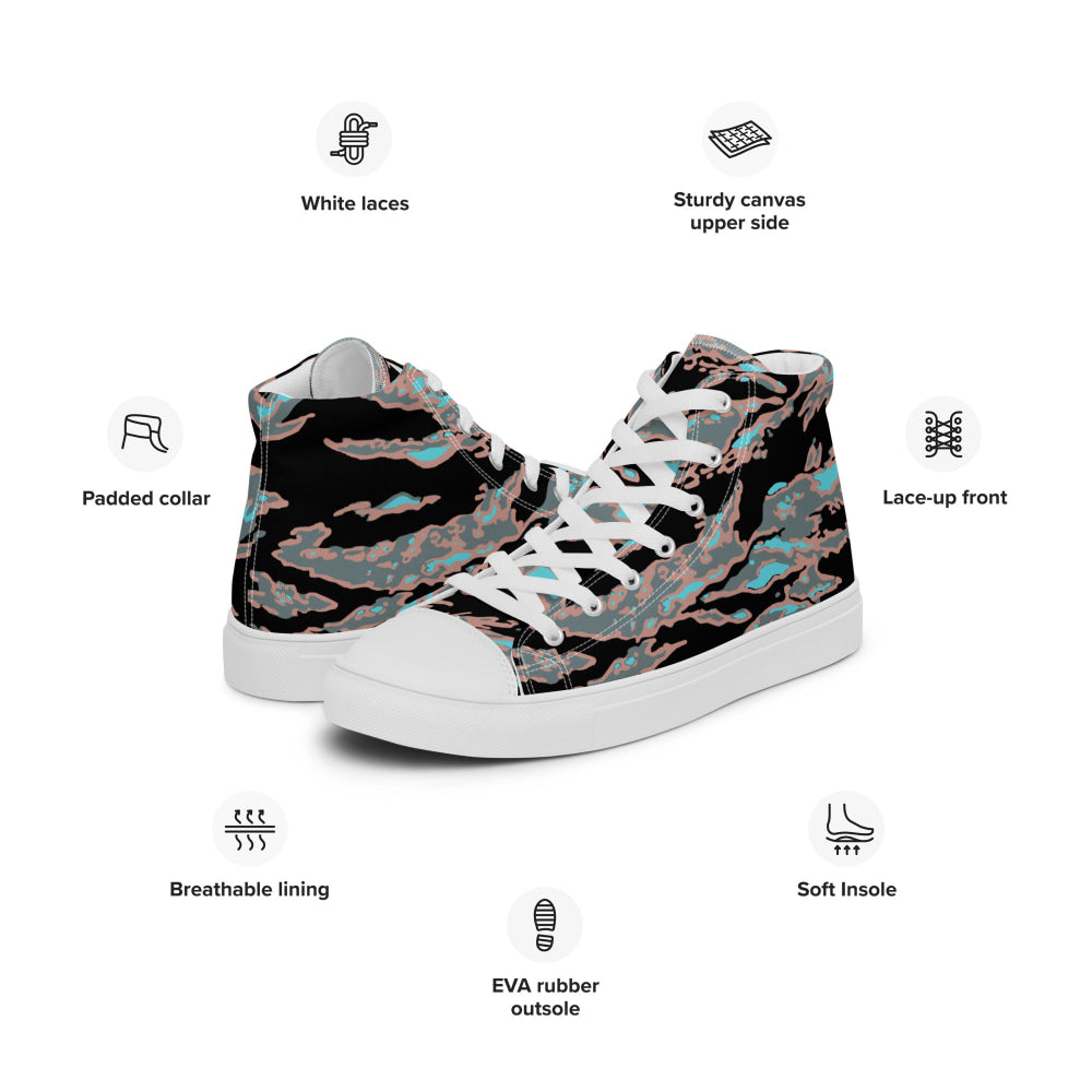 Miami Tiger Stripe Urban CAMO Men’s high top canvas shoes - Mens High Top Canvas Shoes