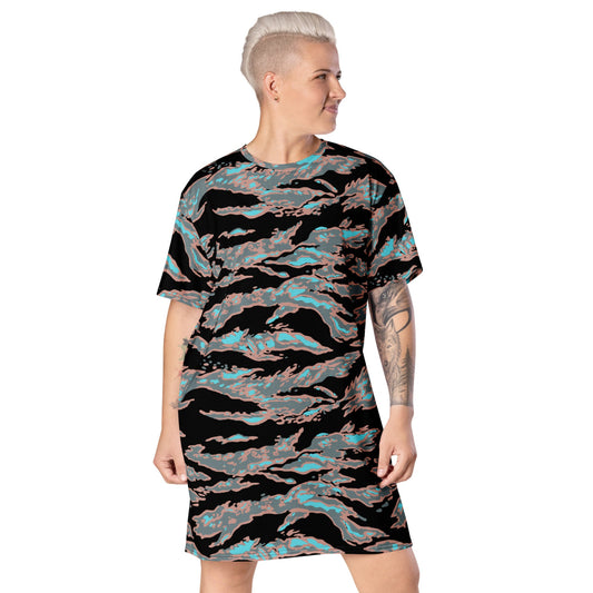 Miami Tiger Stripe Urban CAMO T-shirt dress - 2XS - Womens T-Shirt Dress