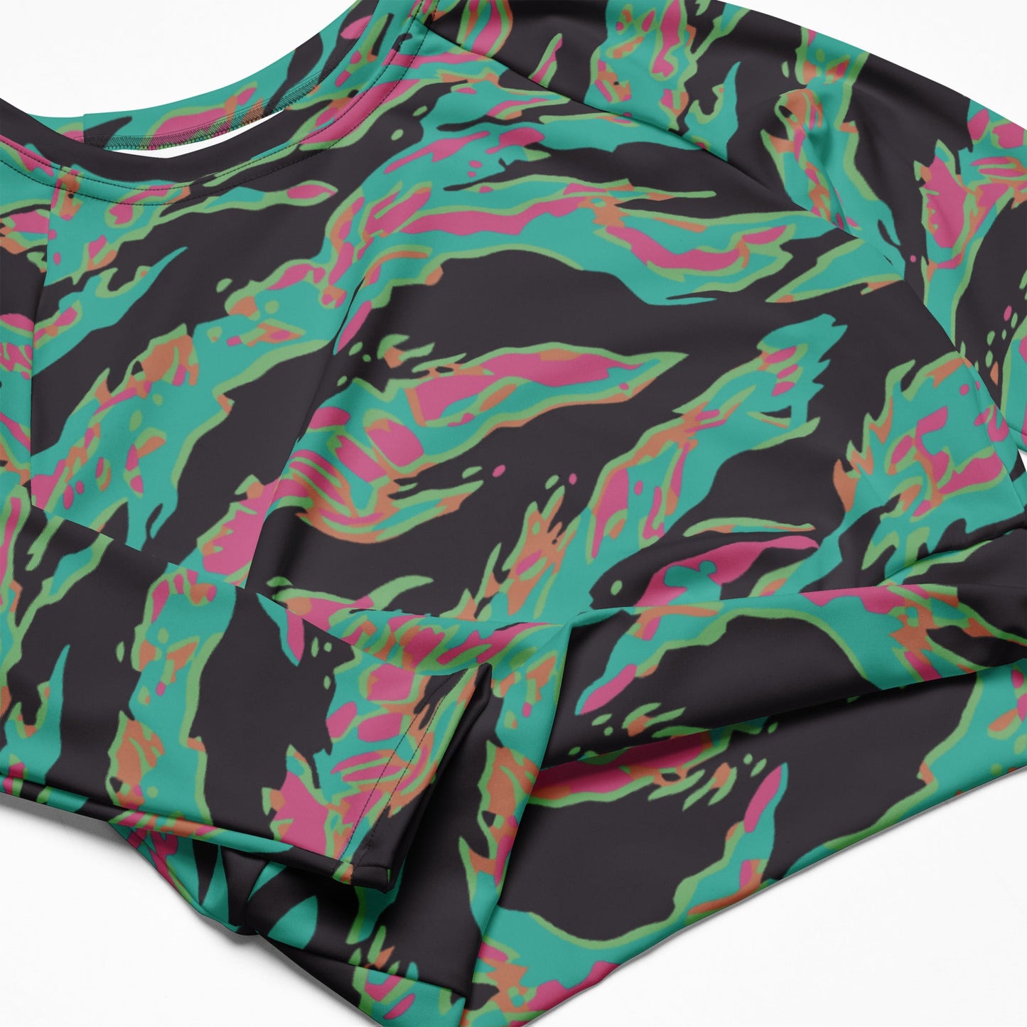 Miami Tiger Stripe CAMO Womens Long-Sleeve Crop Top
