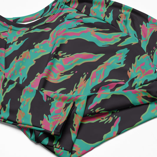 Miami Tiger Stripe CAMO Womens Long-Sleeve Crop Top