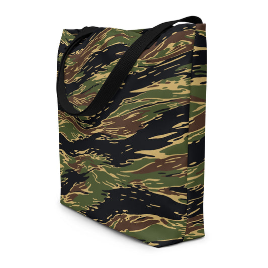 Midnight Fang Tiger Stripe CAMO Large Tote Bag