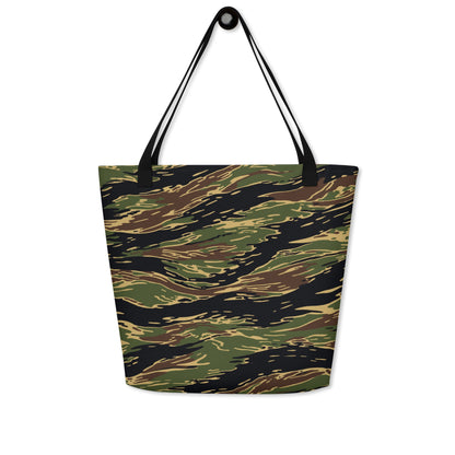 Midnight Fang Tiger Stripe CAMO Large Tote Bag