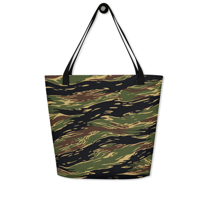 Midnight Fang Tiger Stripe CAMO Large Tote Bag