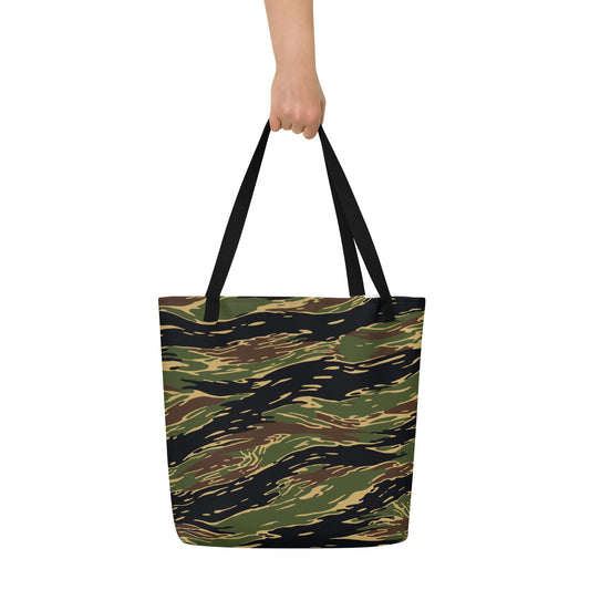Midnight Fang Tiger Stripe CAMO Large Tote Bag