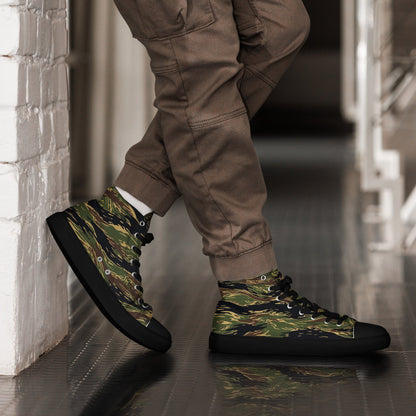 Midnight Fang Tiger Stripe CAMO Mens High-Top Canvas Shoes - 5