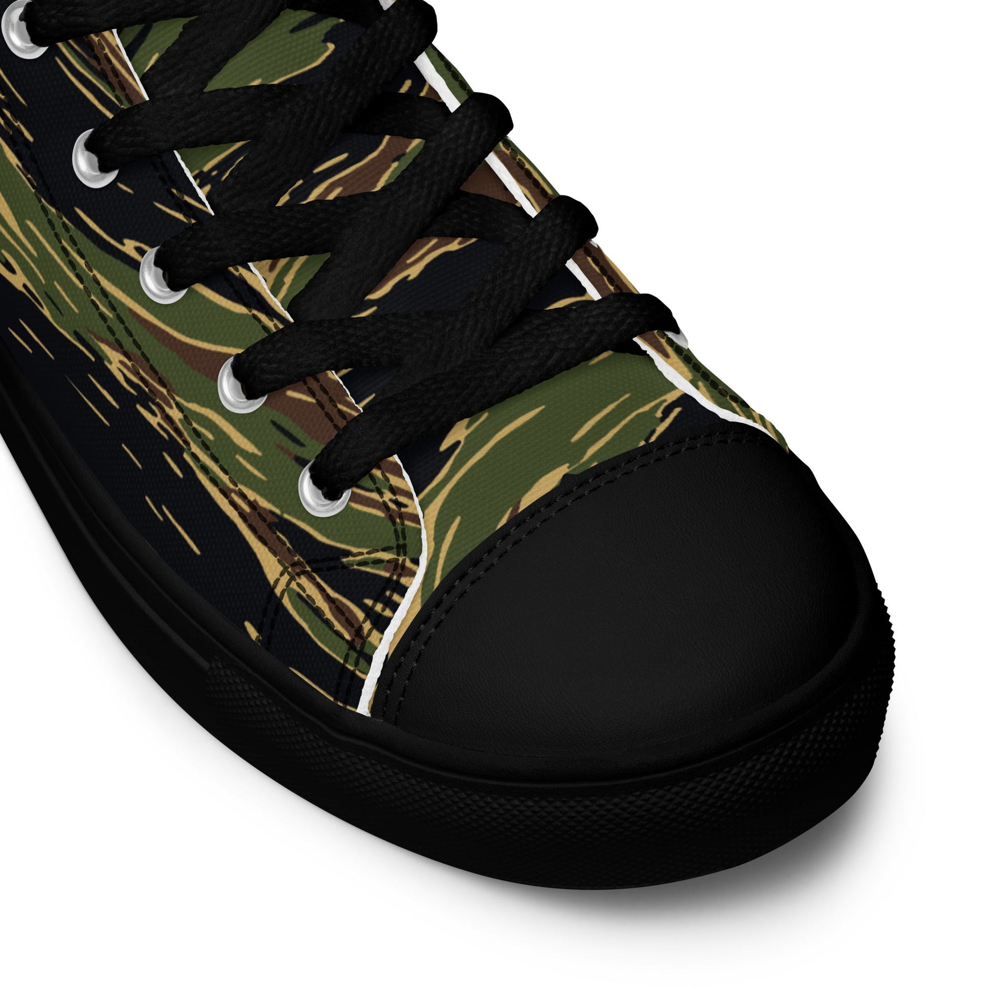 Midnight Fang Tiger Stripe CAMO Mens High-Top Canvas Shoes