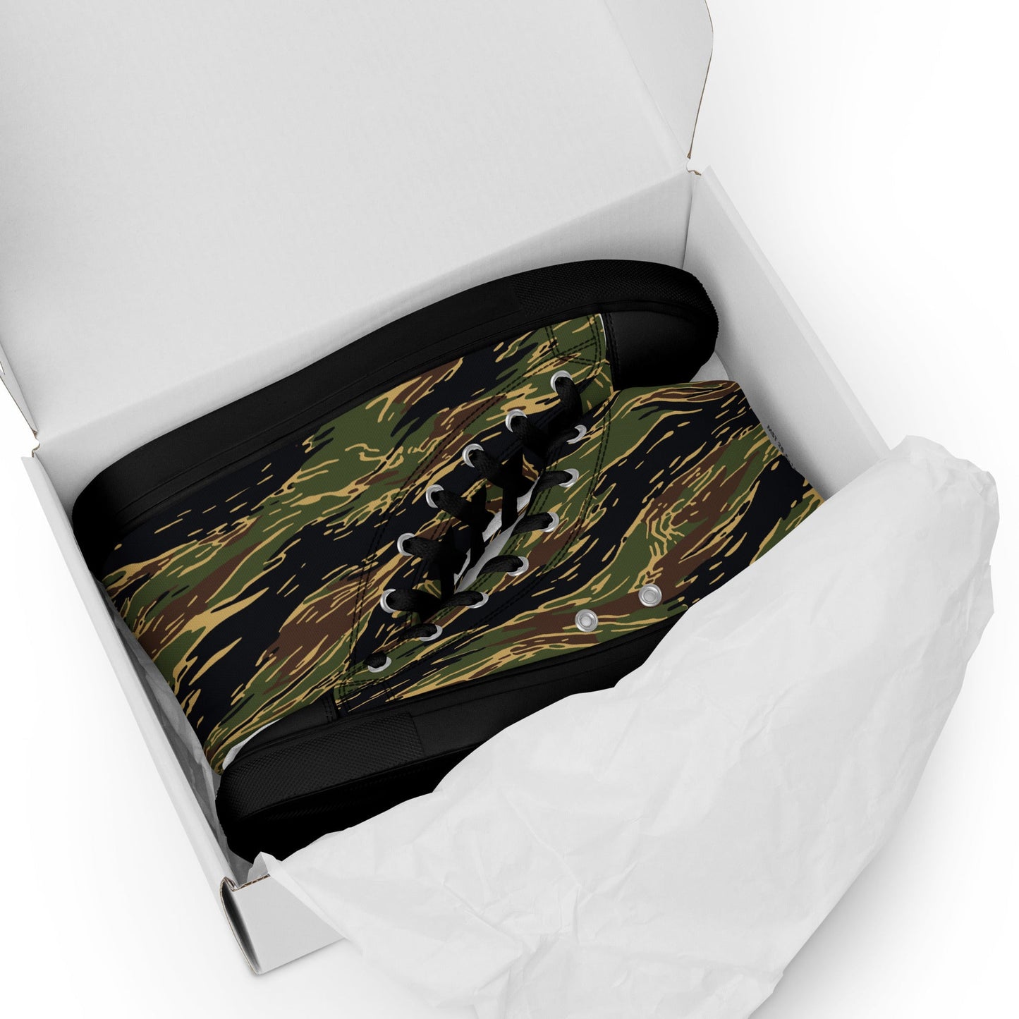 Midnight Fang Tiger Stripe CAMO Mens High-Top Canvas Shoes