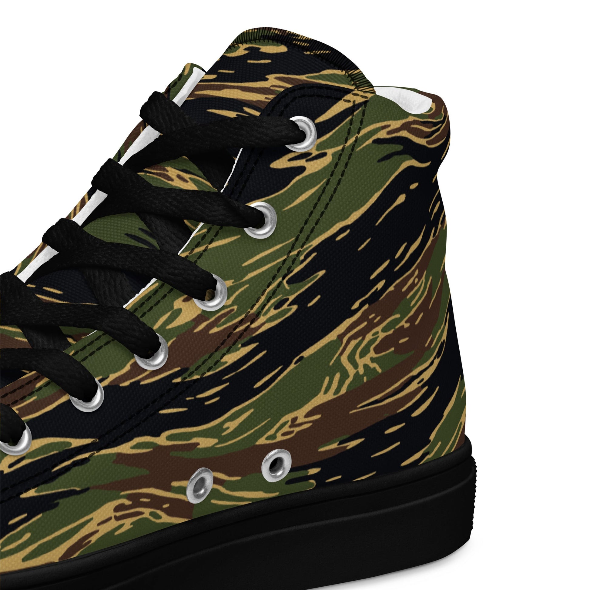 Midnight Fang Tiger Stripe CAMO Mens High-Top Canvas Shoes
