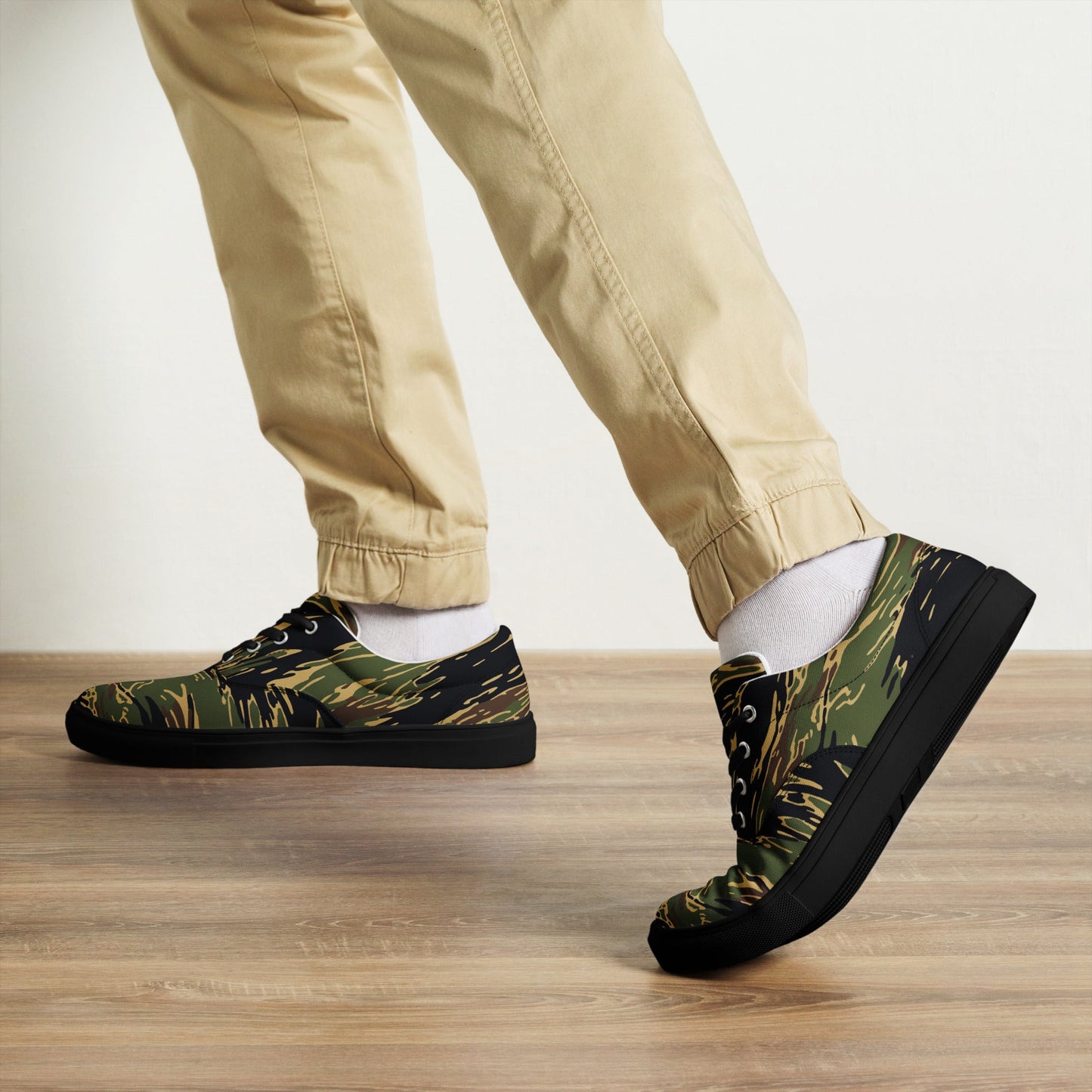 Midnight Fang Tiger Stripe CAMO Mens Lace-Up Canvas Shoes - Lace-up