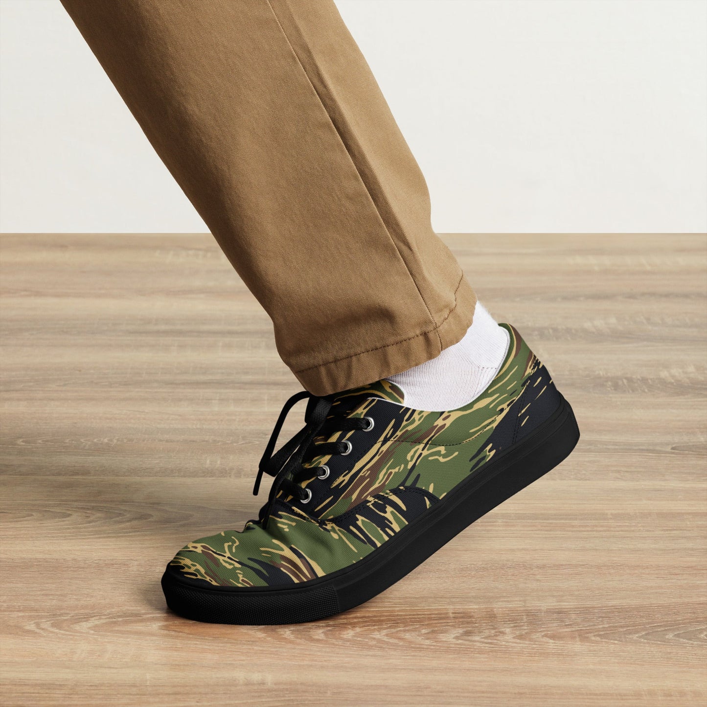 Midnight Fang Tiger Stripe CAMO Mens Lace-Up Canvas Shoes - Lace-up