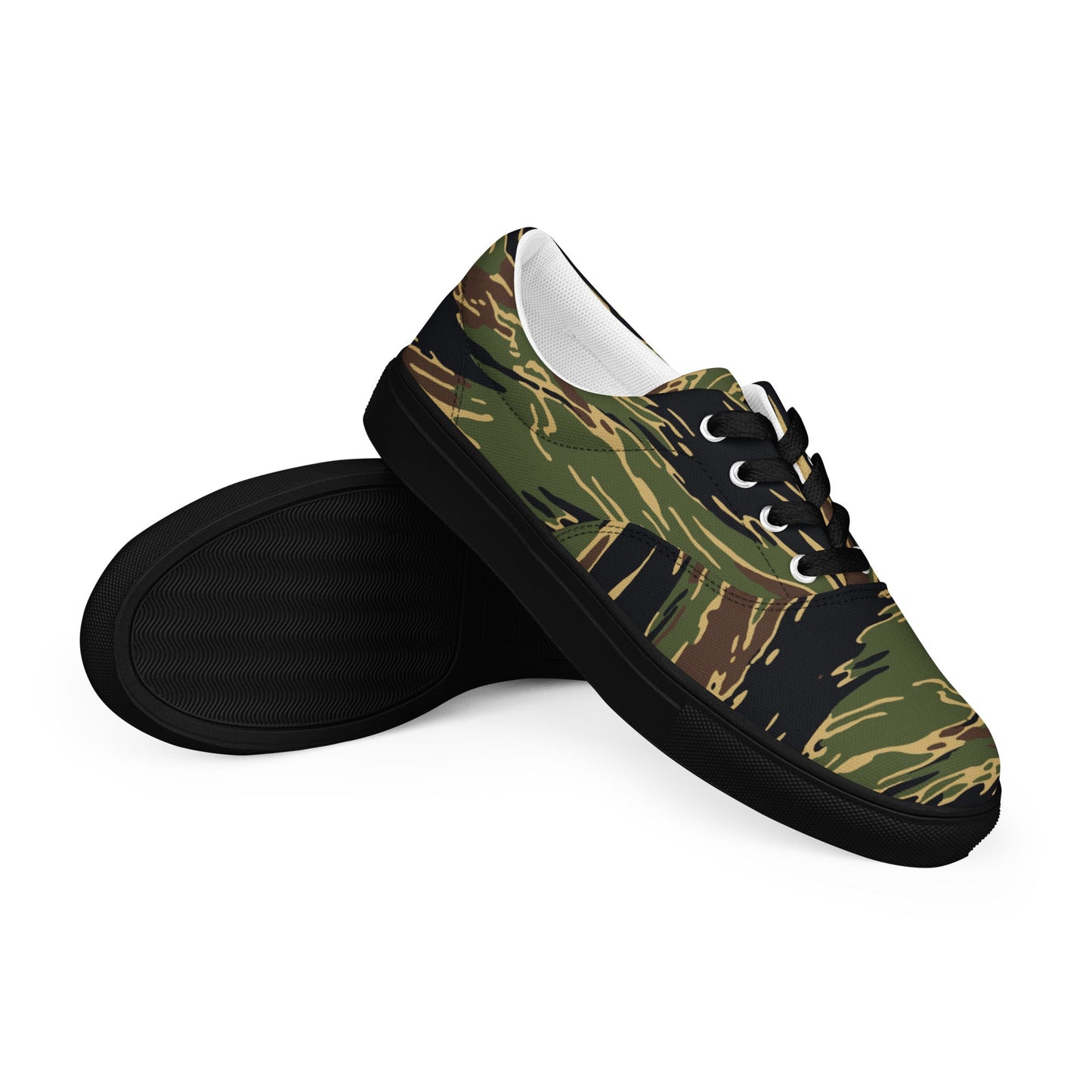 Midnight Fang Tiger Stripe CAMO Mens Lace-Up Canvas Shoes - 5 - Lace-up