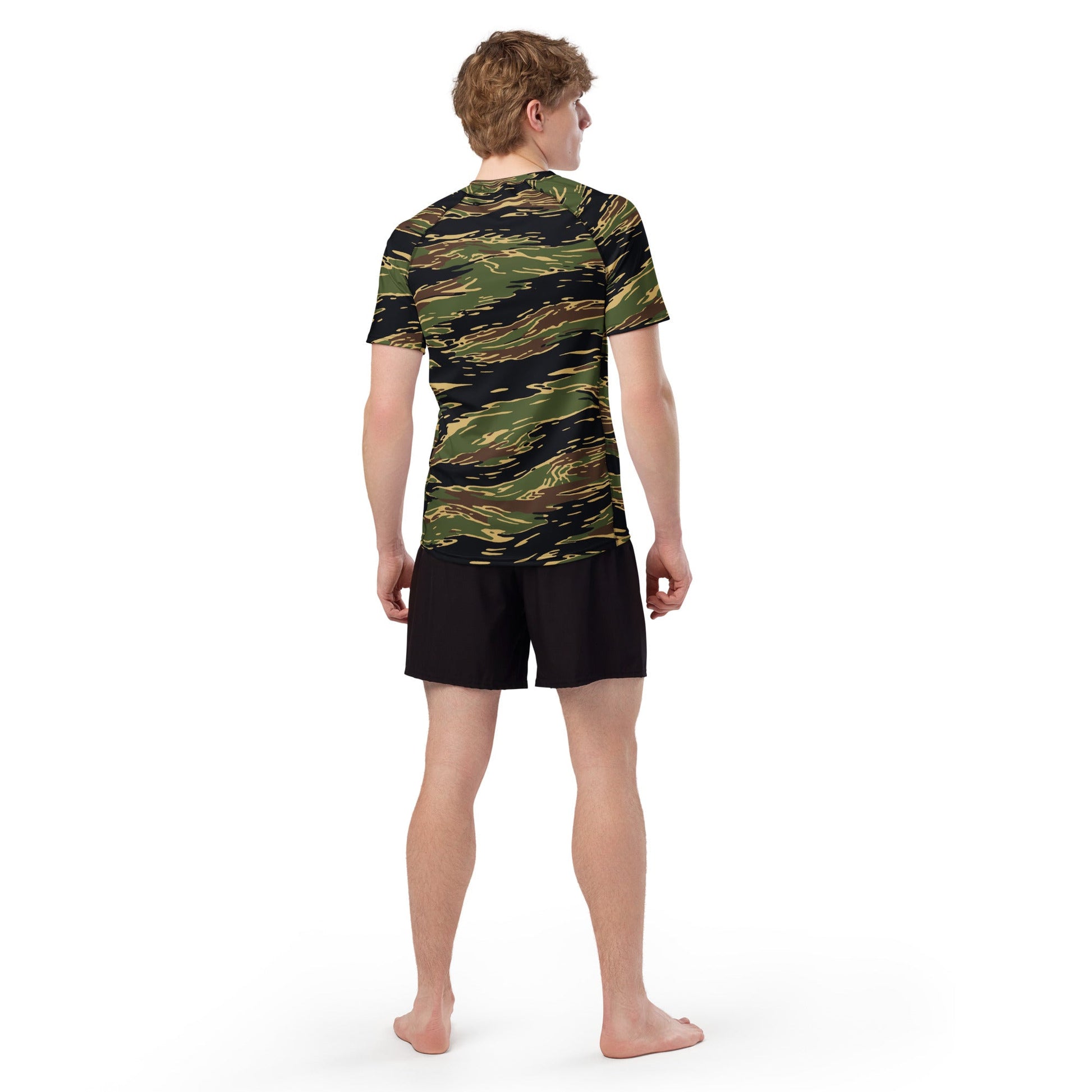 Midnight Fang Tiger Stripe CAMO Mens Short-Sleeve Rash Guard