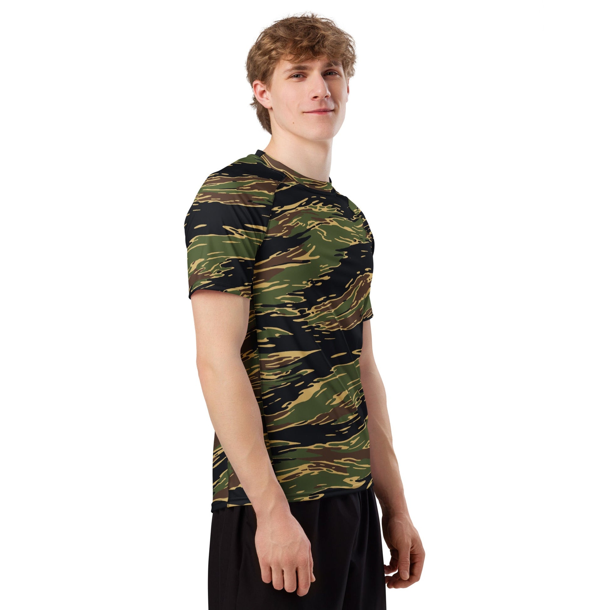 Midnight Fang Tiger Stripe CAMO Mens Short-Sleeve Rash Guard