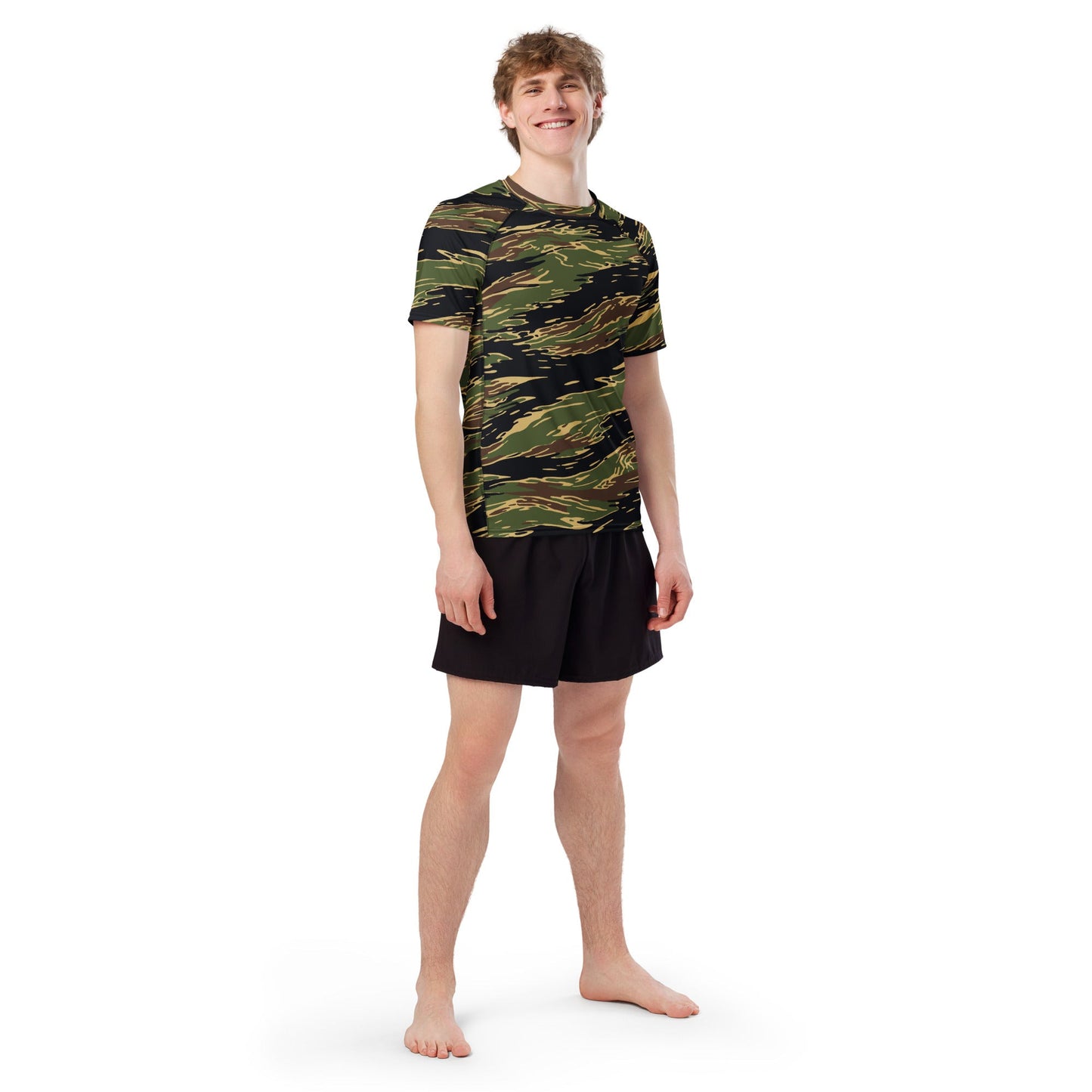 Midnight Fang Tiger Stripe CAMO Mens Short-Sleeve Rash Guard