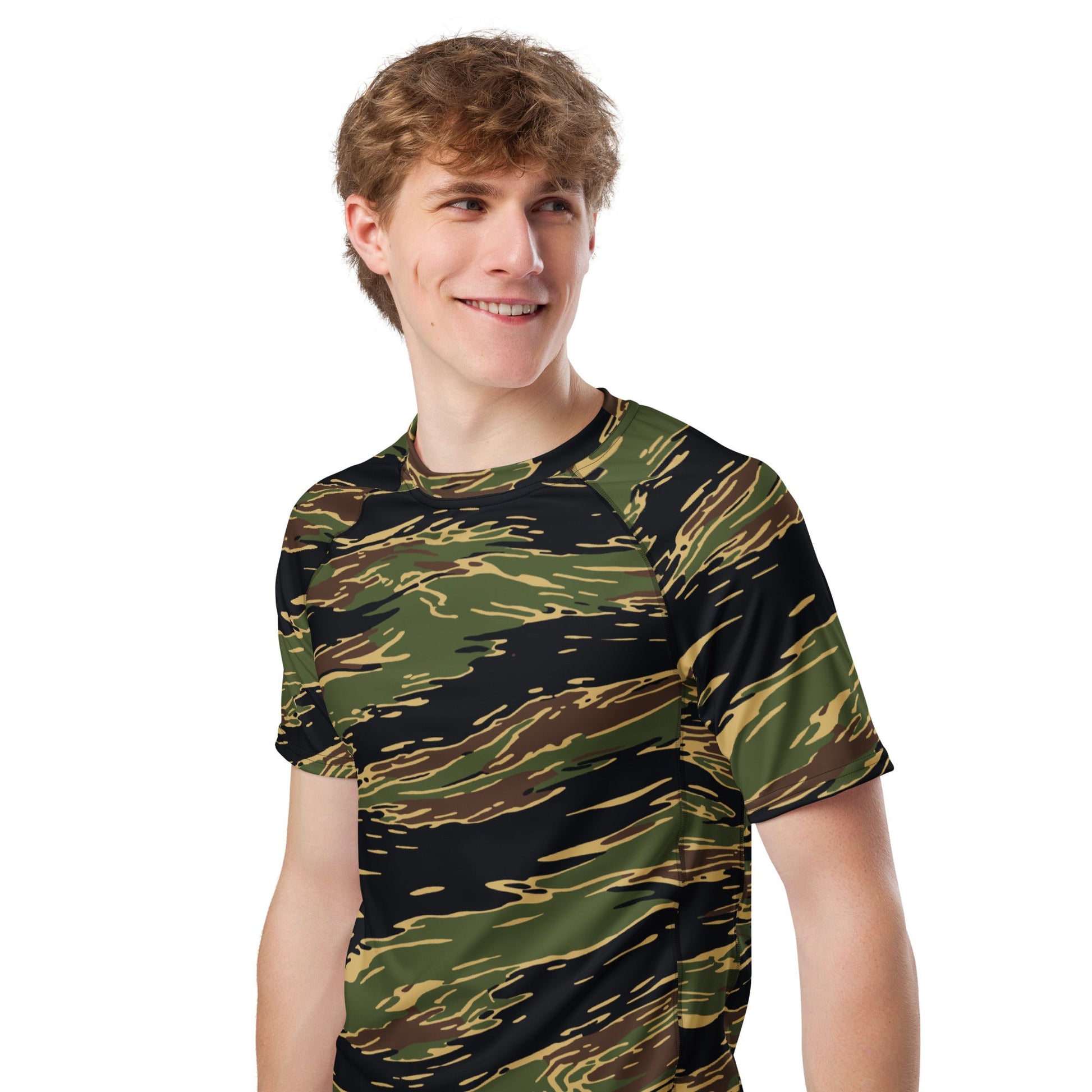 Midnight Fang Tiger Stripe CAMO Mens Short-Sleeve Rash Guard