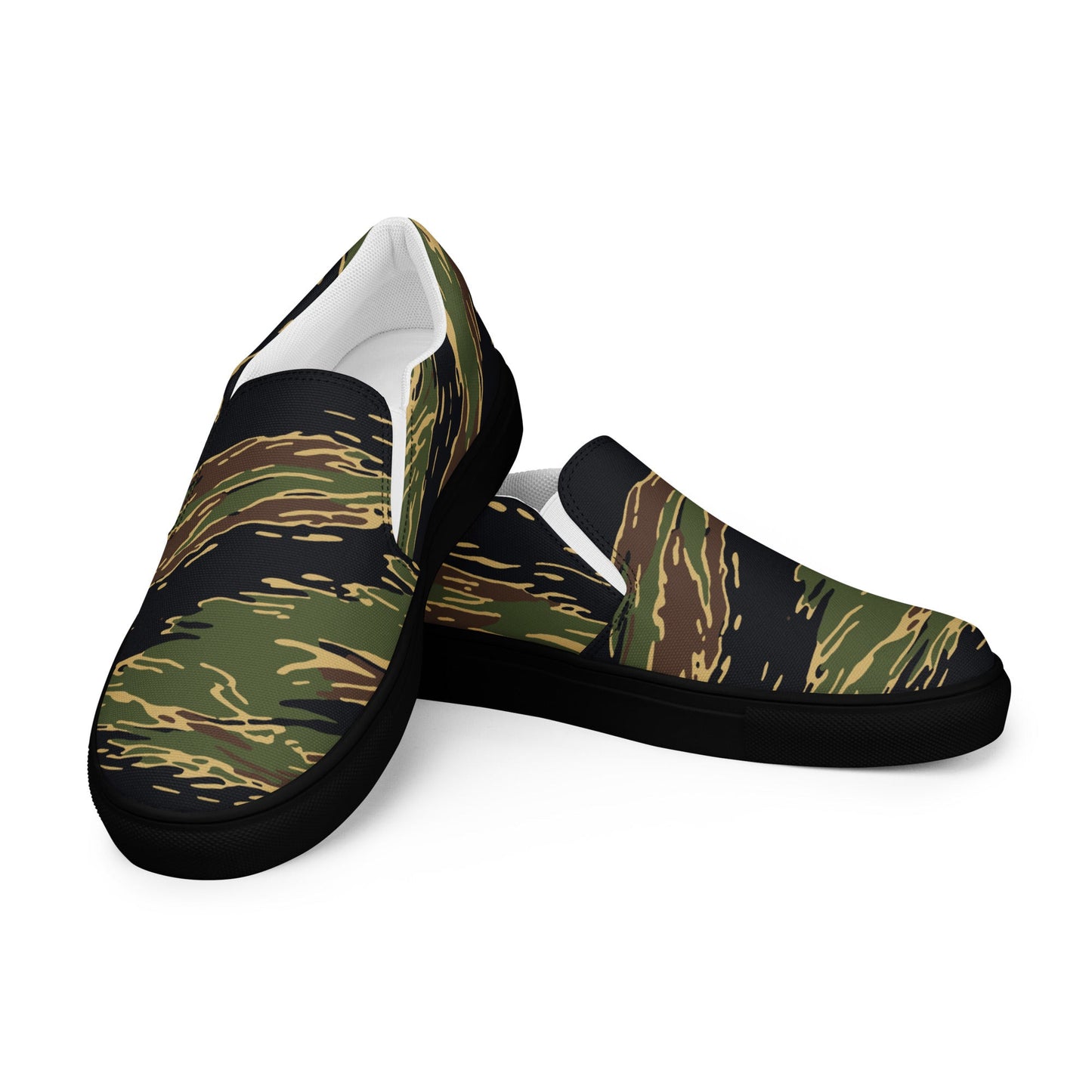 Midnight Fang Tiger Stripe CAMO Mens Slip-On Canvas Shoes - 5