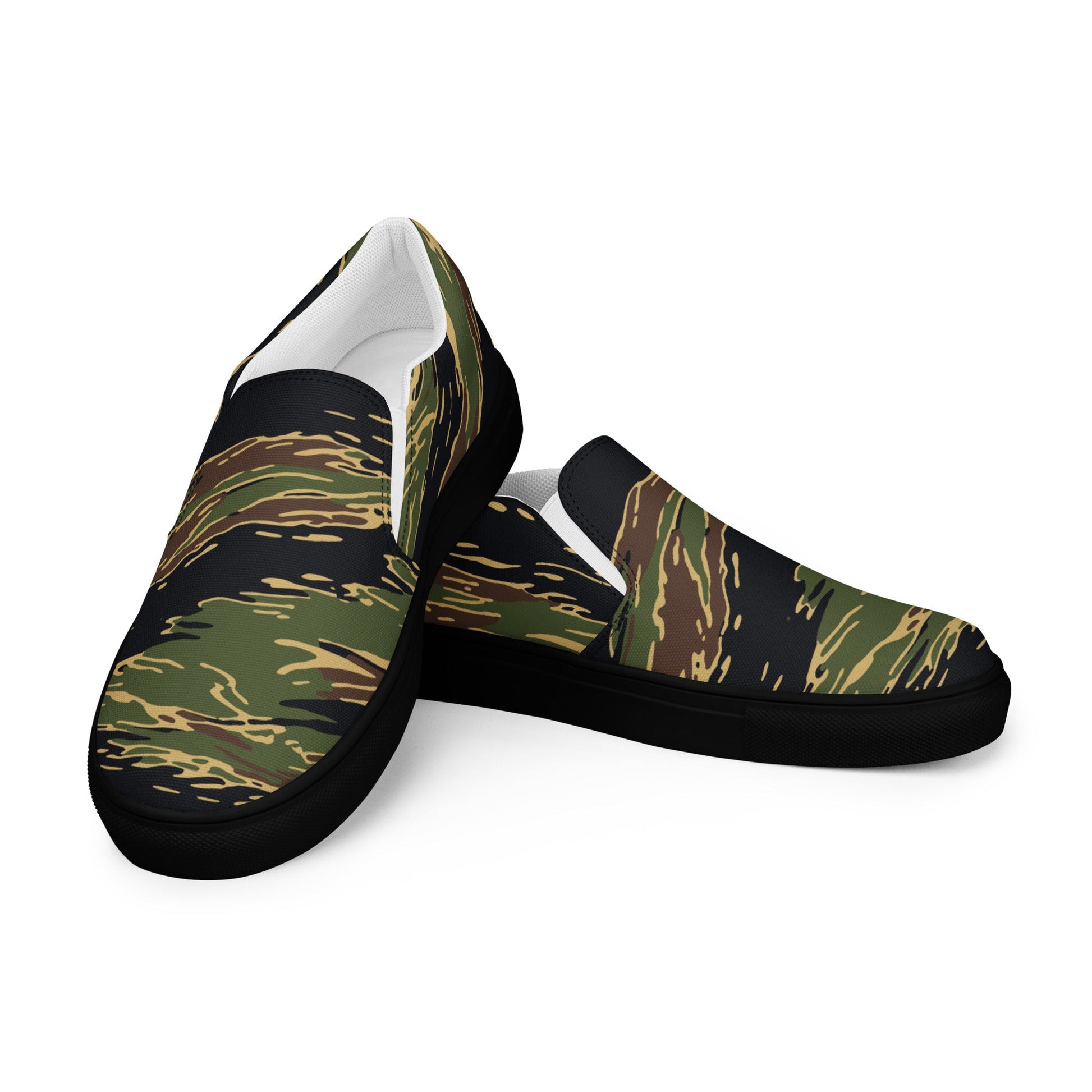 Midnight Fang Tiger Stripe CAMO Mens Slip-On Canvas Shoes - 5