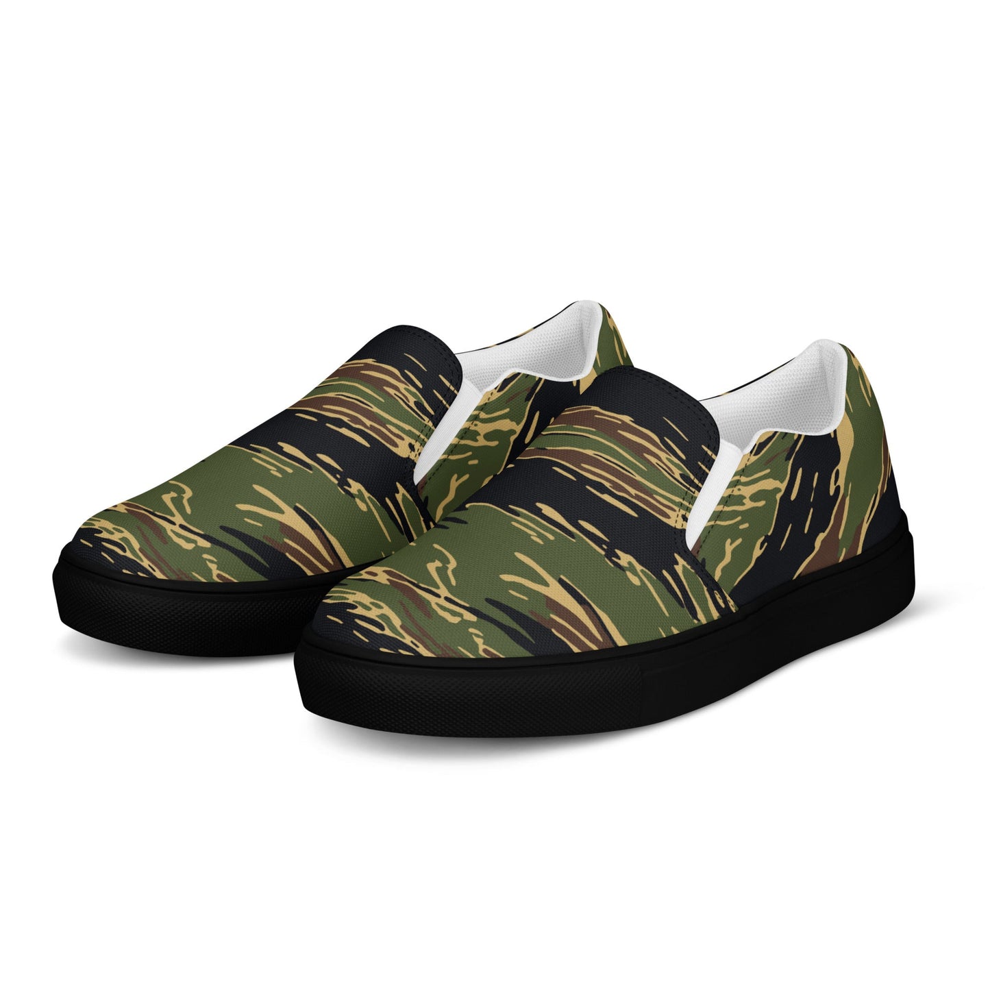 Midnight Fang Tiger Stripe CAMO Mens Slip-On Canvas Shoes