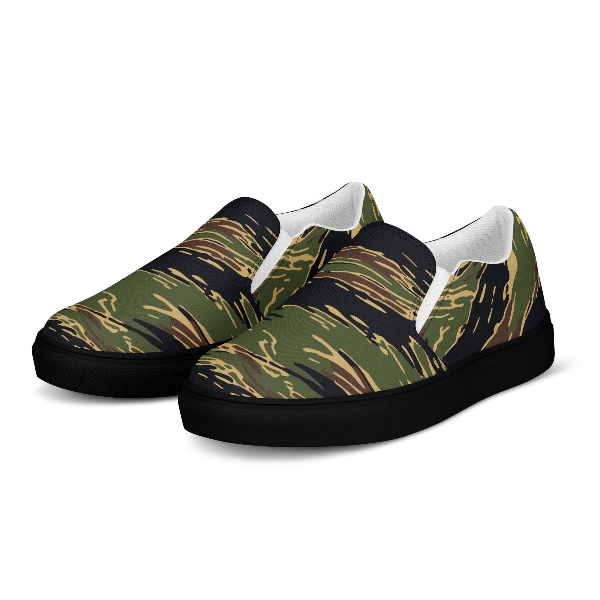 Midnight Fang Tiger Stripe CAMO Mens Slip-On Canvas Shoes