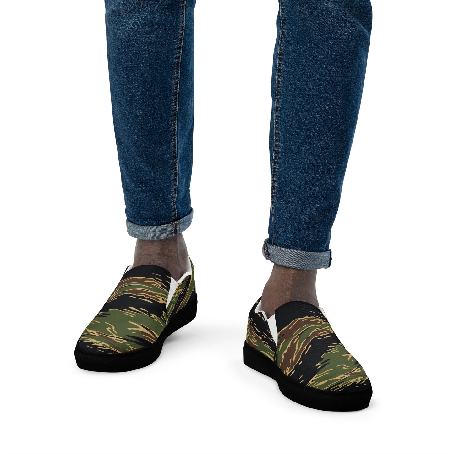 Midnight Fang Tiger Stripe CAMO Mens Slip-On Canvas Shoes