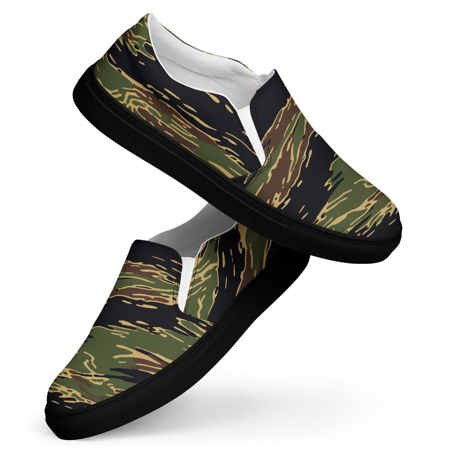 Midnight Fang Tiger Stripe CAMO Mens Slip-On Canvas Shoes