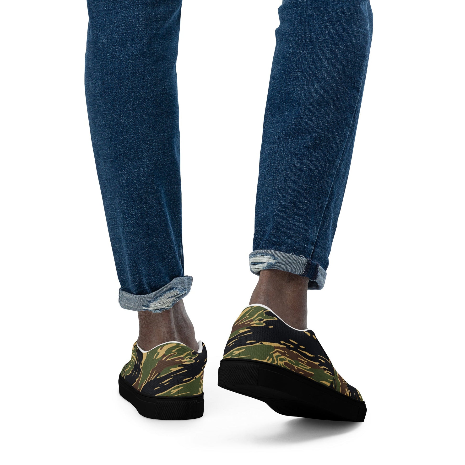 Midnight Fang Tiger Stripe CAMO Mens Slip-On Canvas Shoes